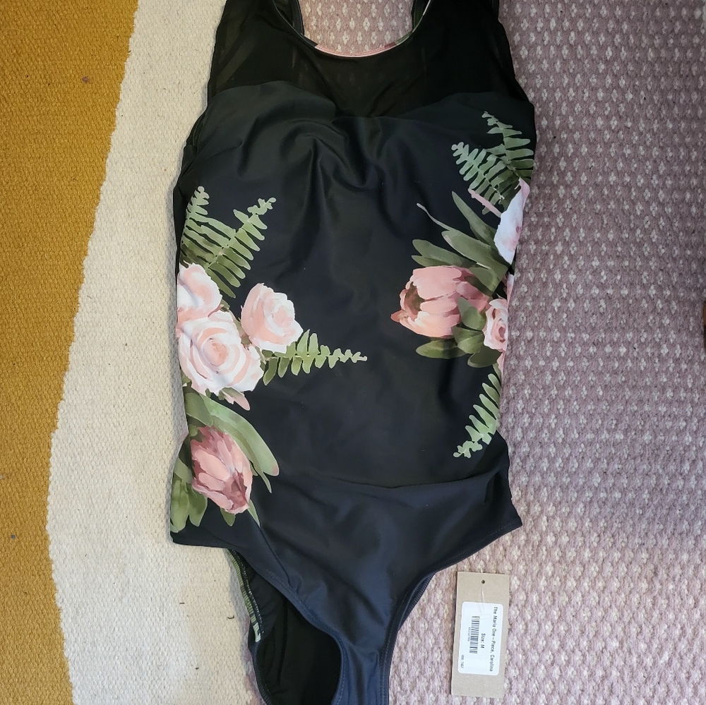 Albion Floral One-Piece Swimsuit - Black and Pink